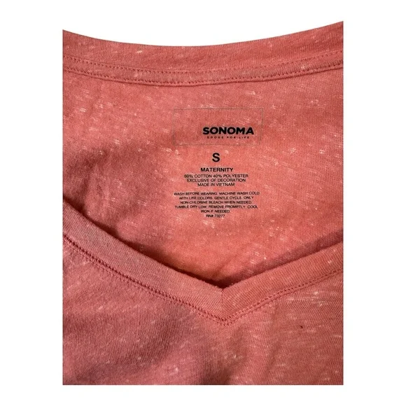 Sonoma Goods for Life Maternity Side-Ruched V-Neck T-Shirt in Coral - Picture 3 of 3